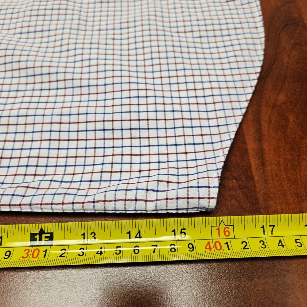 J.CREW Men's Slim Fit Button Down Shirt White Blue Red Plaid Check Long Sleeve M